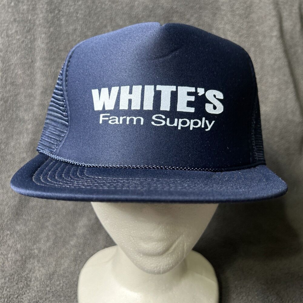 SnapBack Mesh Trucker Hat Whites Farm Supply Blue Rope Adjustable Cap